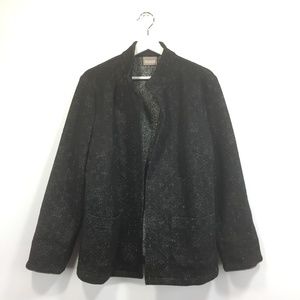 Chico's 2 Jacket Large Black Metallic Open Front